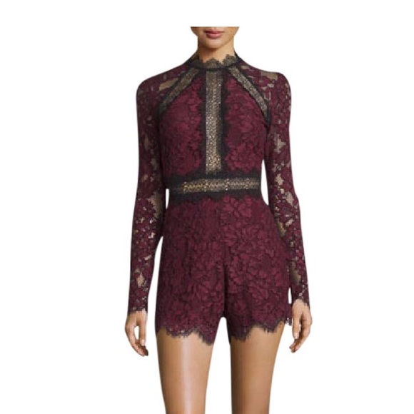 Alexis Eva plum lace romper NWT